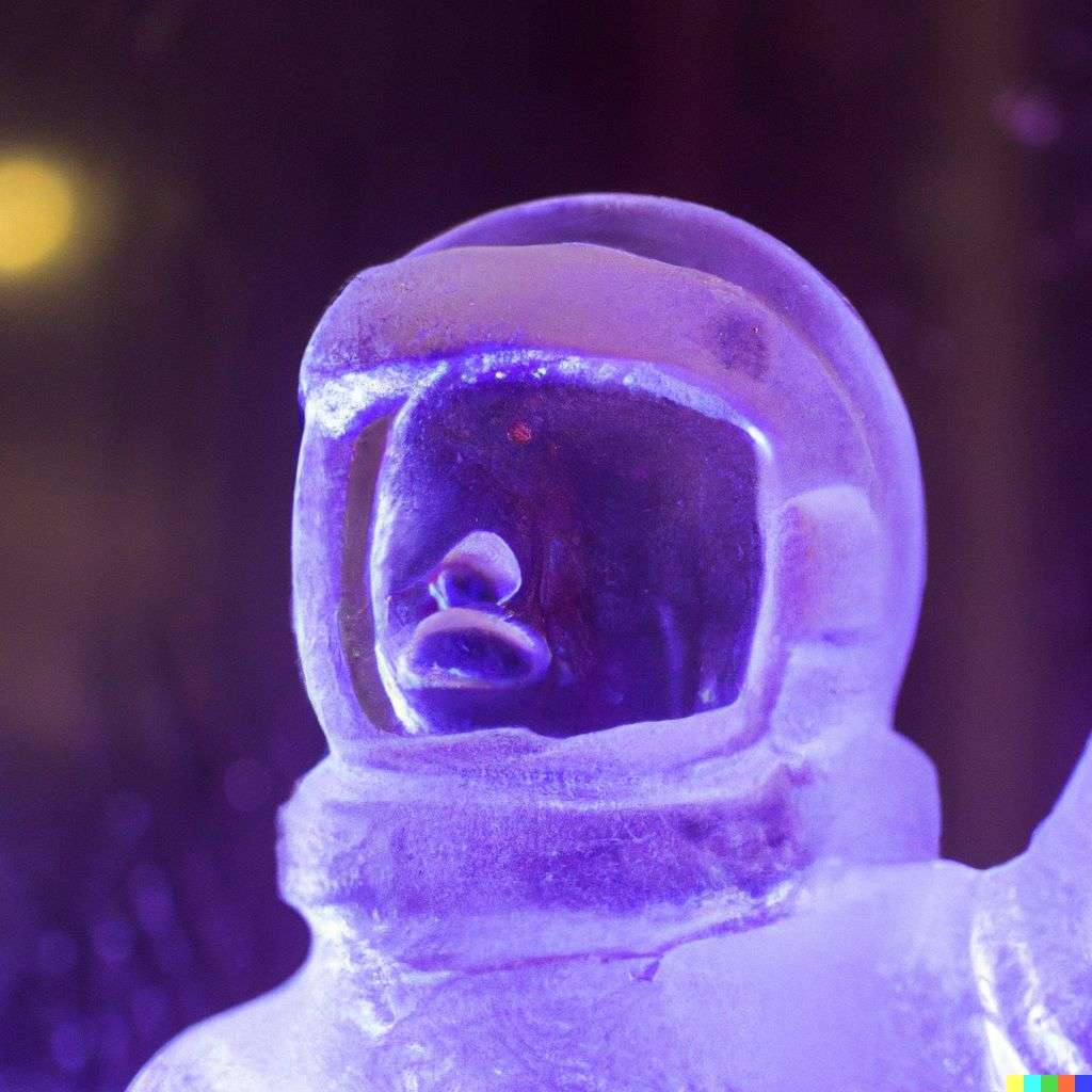 an astronaut, ice sculpture